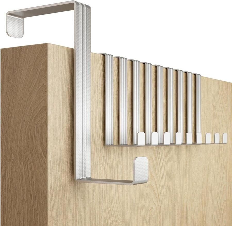 Deurkapstok met 10 roestvrijstalen haken en viltpads deurhanger aan beide zijden bruikbaar deurkapstok opdekdeur