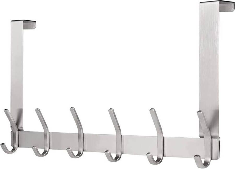 Deurkapstok met 12 haken roestvrij staal deurhaken om op te hangen deurvouw tot 4 5 cm kledinghaken handdoekhouder opslag voor badkamer hal slaapkamer zilver zonder boren