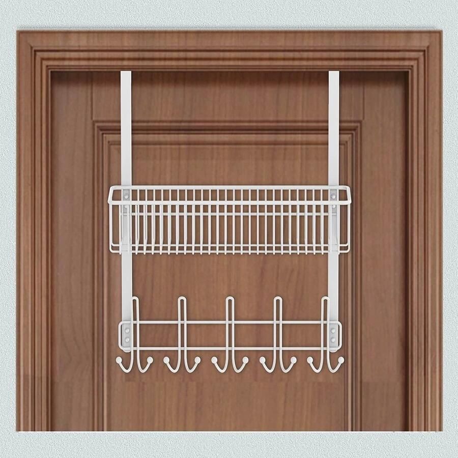 Deurkapstok met 15 haken en gaasmand voor jassen en ophangsystemen