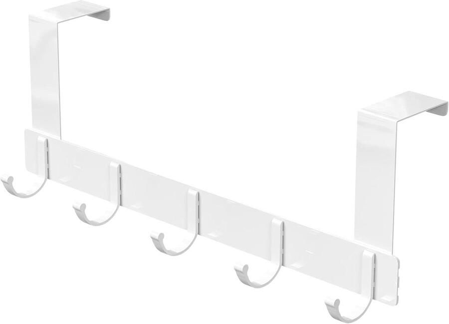 Deurkapstok met 5 haken kledinghaken zonder boren deurhaken voor keuken-badkamer-woonkamer-hal wit - Foto 2