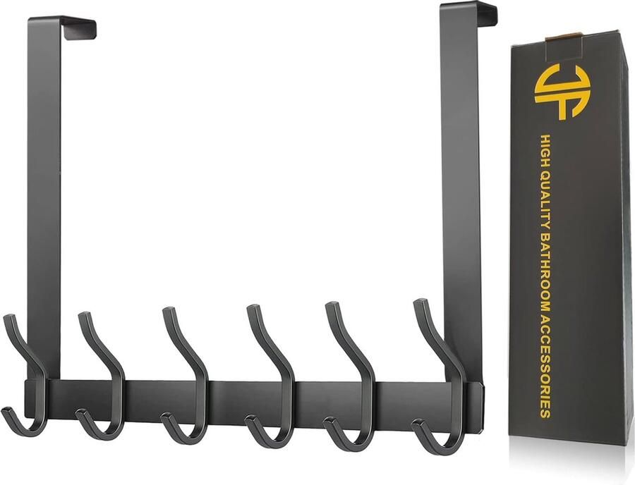 Deurkapstok met 6 dubbele haken Roestvrij staal Handdoekhouder zonder boren voor deur