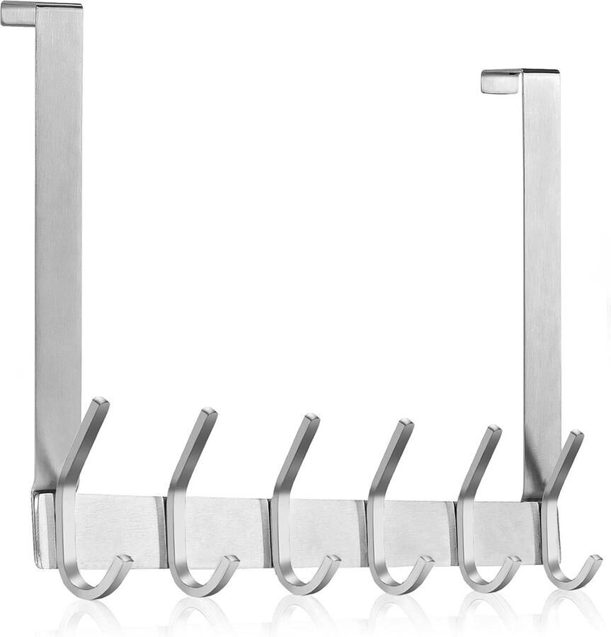 Deurkapstok met 6 haken Roestvrij staal voor slaapkamer badkamer en keuken - Foto 2