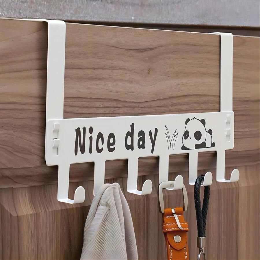 Deurkapstok met 6 haken van koolstofstaal Robuuste en stijlvolle deurhanger voor jassen hoeden en accessoires