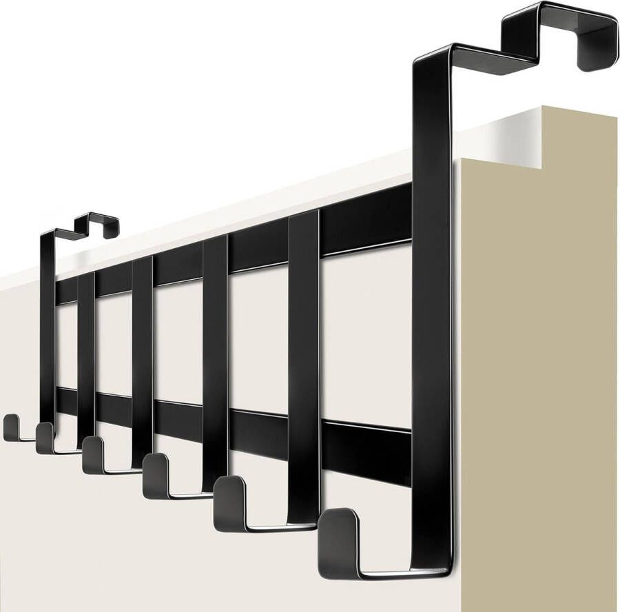 Deurkapstok om op te hangen aan de binnenkant zwarte deurgarderobe voor achterdeur met anti-slip en vilten pads ruimtebesparende deurhaken als kledinghaak voor binnen