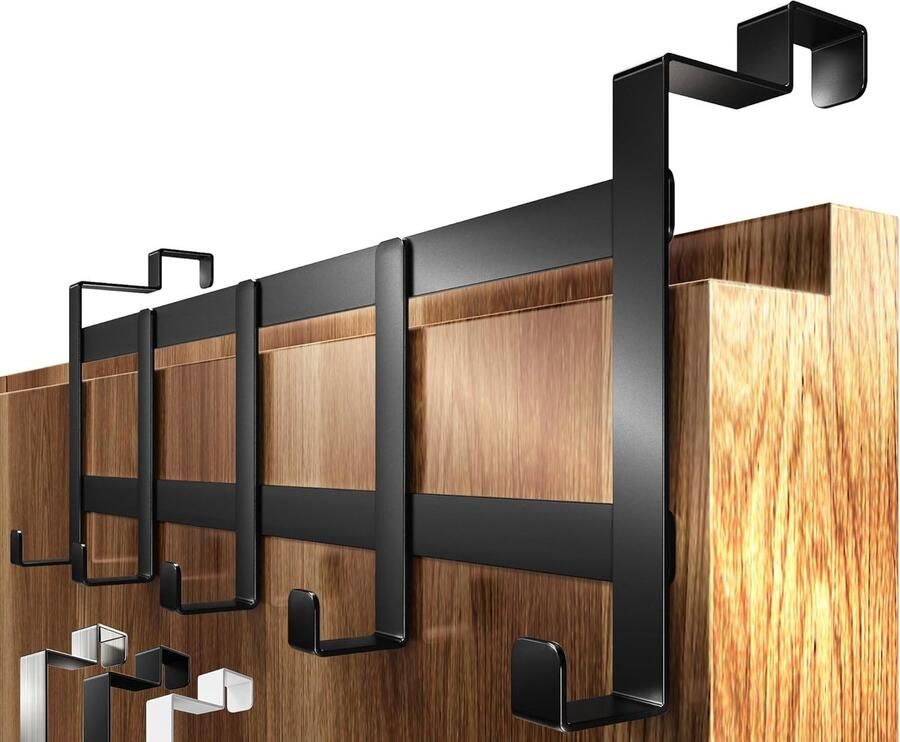 Deurkapstok om op te hangen aan de binnenkant Zwarte deurgarderobe voor achterdeur met anti-slip en vilten pads Ruimtebesparende deurhaken als kledinghaak voor binnen