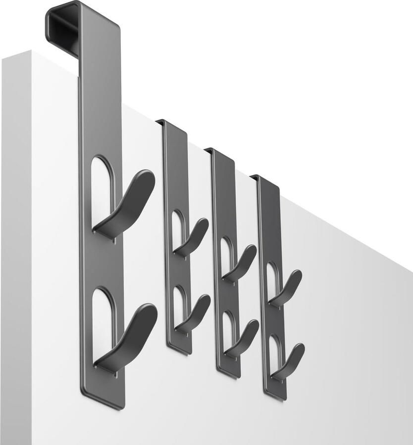 Deurkapstok om op te hangen perfect voor deuren 4 stuks deurkapstokken zonder boren deurhaken praktisch voor het ophangen van kleding tassen sjaals enz. zwart