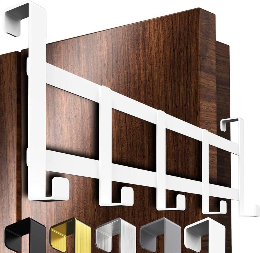 Deurkapstok om op te hangen witte hakenlijst op te hangen aan deur met antislip- en vilten pads praktisch als kledinghaken voor deur