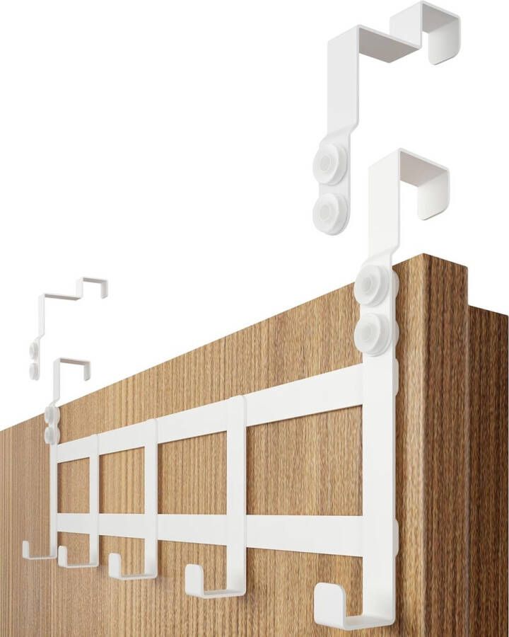 Deurkapstok om op te hangen witte roestvrij stalen deurhaken om op te hangen voor binnen en buiten variabel bruikbare kledinghaken voor binnen en buiten incl. clips