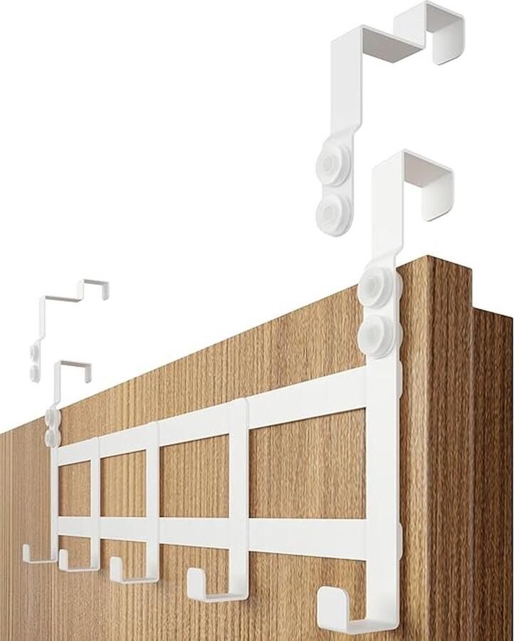 Deurkapstok om op te hangen witte roestvrij stalen deurhaken om op te hangen voor binnen en buiten variabel bruikbare kledinghaken voor binnen en buiten incl. clips