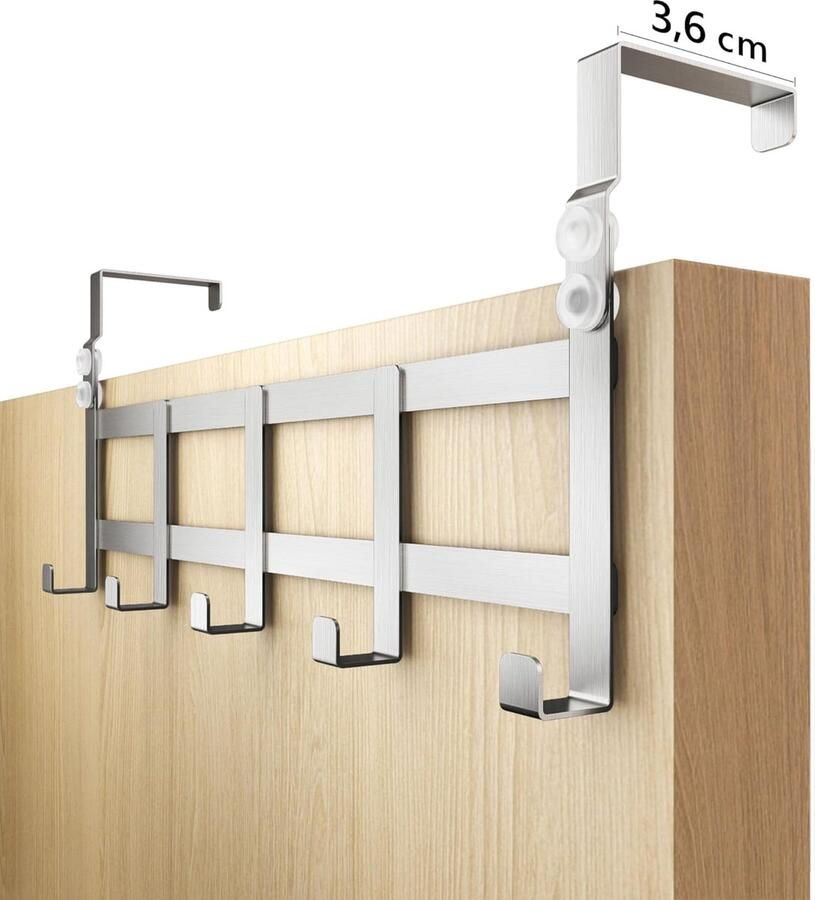 Deurkapstok om op te hangen XXL – roestvrij stalen deurhaak om op te hangen met anti-slip en vilten pads – deurhaak praktisch als kledinghaak voor deur