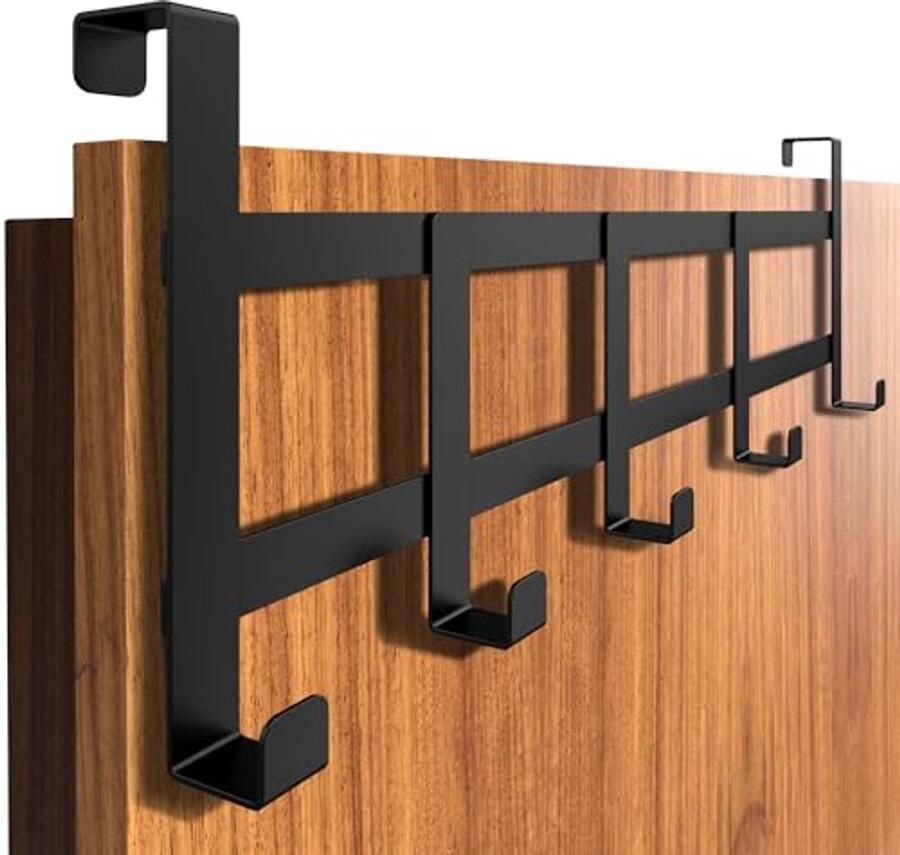 Deurkapstok om op te hangen Zwart Ruimtebesparende Kledinghaken met Stabiele Ophanghaken