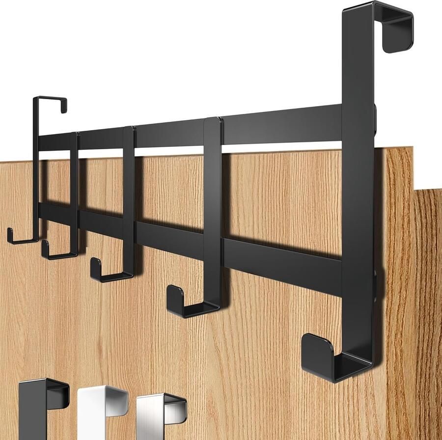 Deurkapstok om op te hangen zwarte hakenlijst deurhanger met antislip- en vilten pads praktisch als kledinghaken voor op de deur