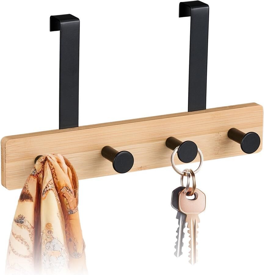 Deurkapstok opdekdeur met 4 haken voor 2 cm hangend