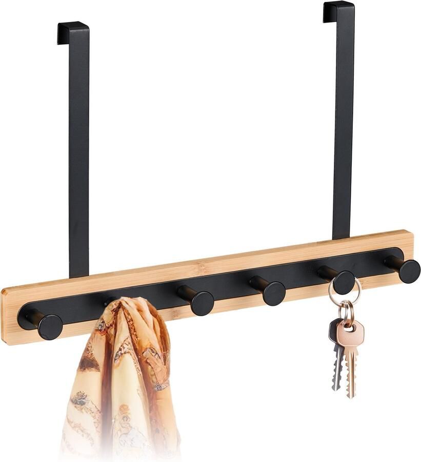 Deurkapstok opdekdeur met 6 haken voor 2 cm hangend