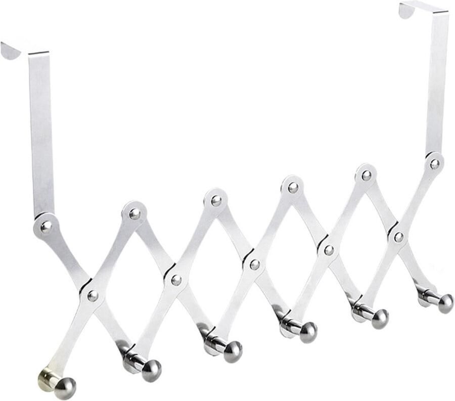 Deurkapstok RVS Deur kapstok hangend Uittrekbaar Handdoekrek voor Handdoek en Kleding Niet Geschikt voor Opdekdeuren Zilver 1 Stuk
