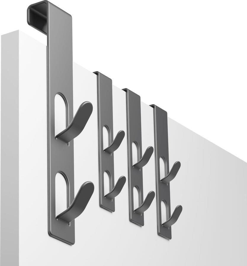 Deurkapstok voor Duitse deuren 4 stuks zonder boren praktische deurhaken voor jassen tassen en sjaals zwart