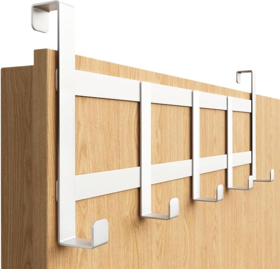Deurkapstok Witte hakenlijst om op te hangen Antislip- en vilten pads Kledinghaken voor op de deur deurkapstok opdekdeur