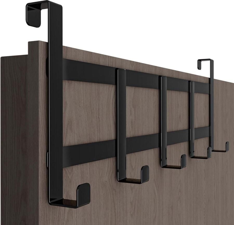 Roestvrijstalen deurkapstok met ruimtebesparende kledinghaken om op te hangen universele deurhakenlijst stabiele zwarte deurhaken
