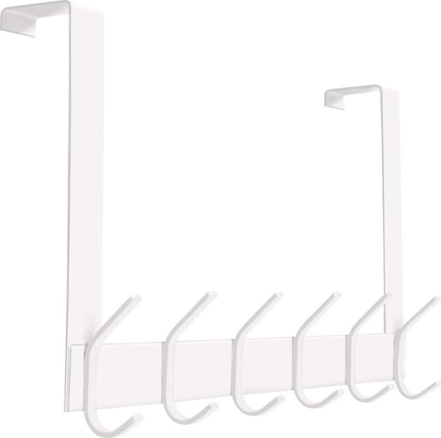 Deurkast wit YUMORE haak roestvrij staal kledingkast handdoek rail kapstok badkamer hal slaapkamer 12 haken zonder boren deur tot 45 cm