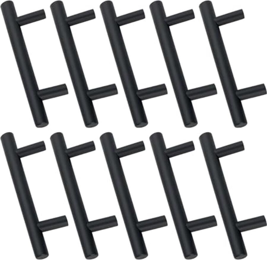 Deurklink Roestvrij Staal Zwart 64mm 10 Stuks Handvat voor Keukenkasten en Lades