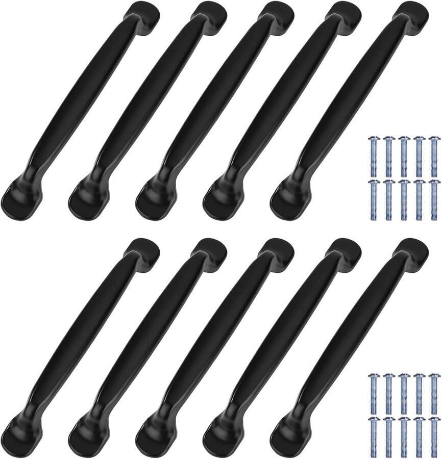 Deurklink voor kast Booggreep 10 stuks Zwart Aluminiumlegering 128 mm