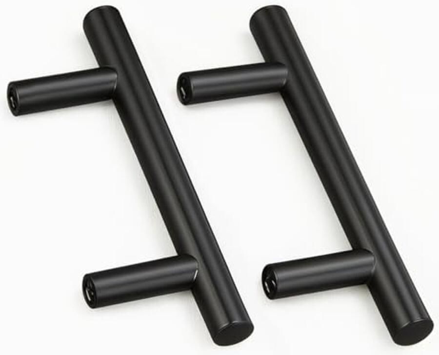 Deurklinken Roestvrij Staal Zwart 64mm 2 Stuks voor Keukenkasten en Laden