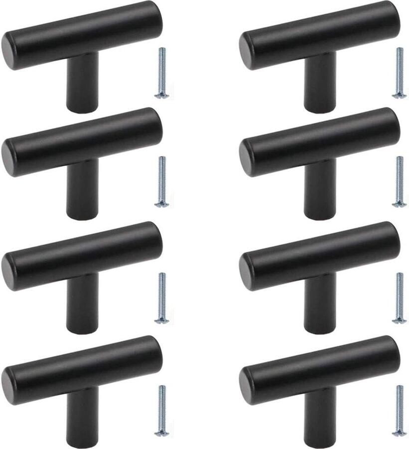 Deurknoppen Zwart Roestvrij Staal Handgrepen voor Kasten 8 Delige Set Mat 50 mm