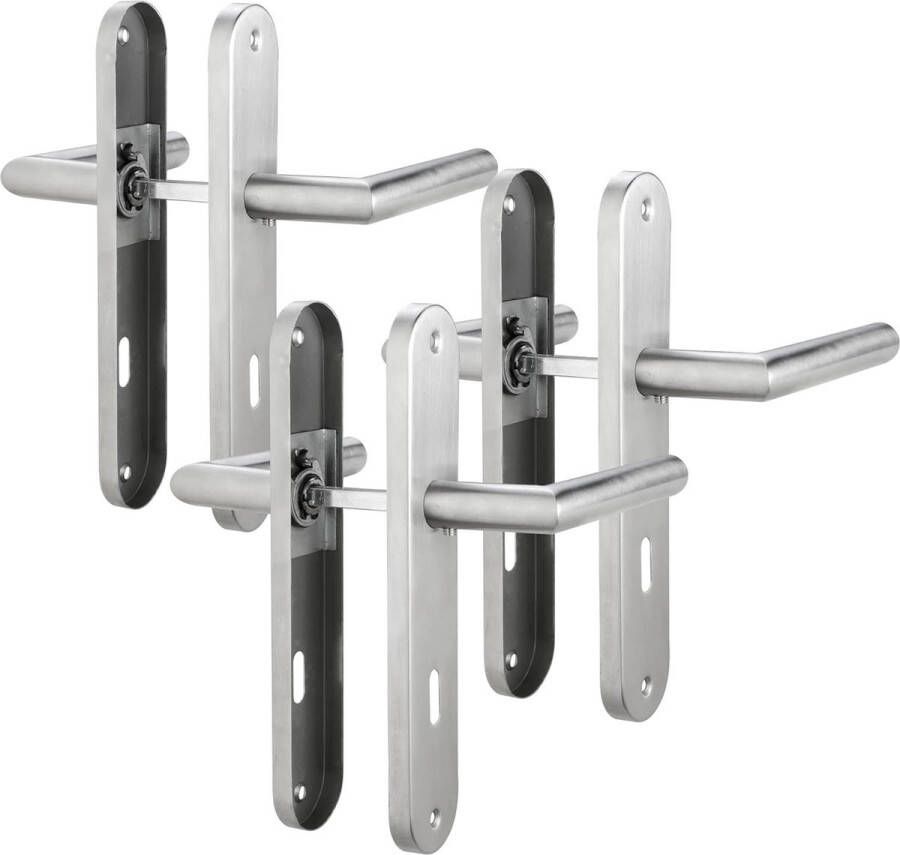 Deurkrukken Binnendeuren Deurkruk Deurbeslag Binnendeurset 72 mm BB-B Dagschootset Set van 3 Modern Roestvrij Staal 6 Deurkrukken en 6 Lange Platen