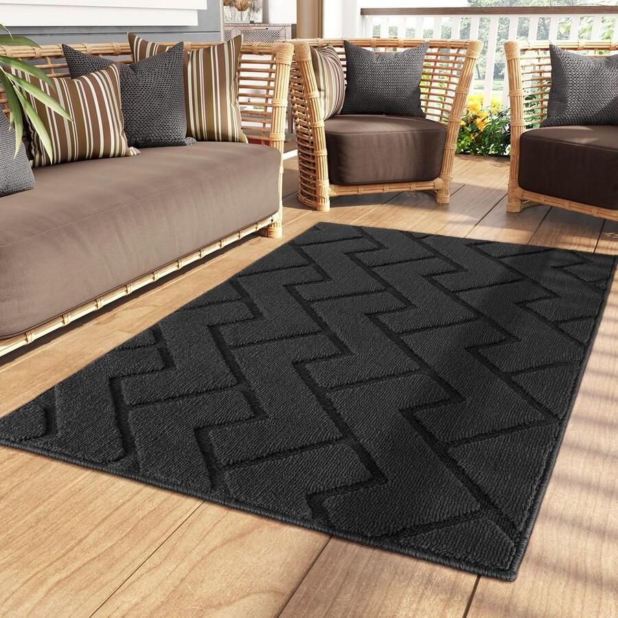 Deurmat donkergrijs 90 x 150 cm binnen en buiten wasbare vloermat waterdichte deurmat antislip vuilvanger tapijt voor ingang huisdeur patio hal tuin