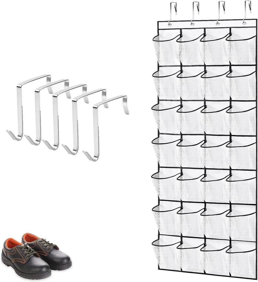 Deurorganizer met 24 roosters en 4 haken Hangende opslag voor deuren en muren Ideaal voor campers praktisch en ruimtebesparend