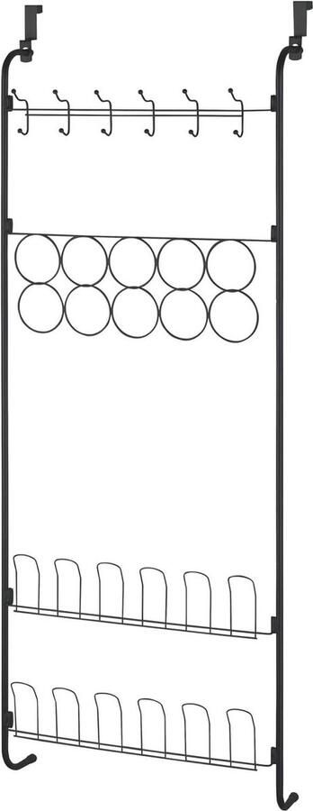 Deurorganizer veelzijdig hangrek 1 stuk zwart gepoedercoat metaal 59 x 150 5 x 18 5 cm