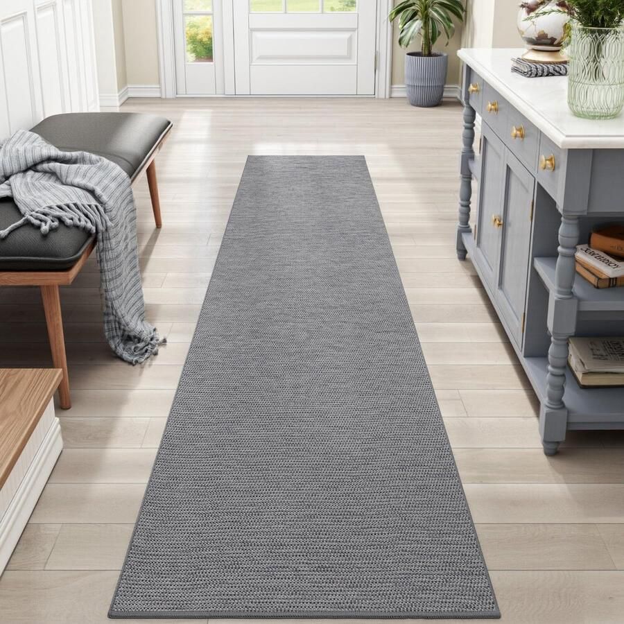 DEXI Carpet Runner wasbaar antislip keukenkleed absorberend tapijt voor de gang duurzaam en antistatisch keukenkleed voor entree keuken woonkamer 43x200cm grijs