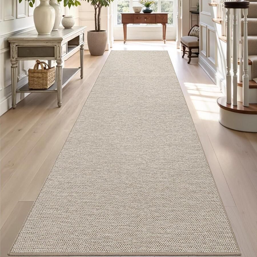 DEXI Vloerkleed wasbaar antislip keukenkleed absorberend duurzaam en antistatisch tapijt voor de gang keukenkleed voor entree keuken woonkamer 61x210cm beige