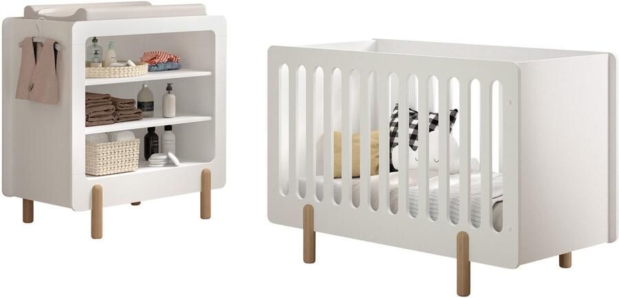 Deze SMILE combinatie bestaat uit een babybed (60 x 120 cm) en een verzorgingstafel