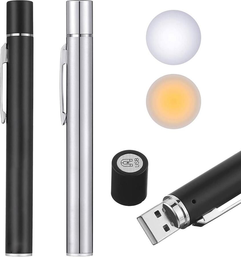 Diagnostische Penlampen Set 2 Stuks USB Oplaadbare LED Zaklampen voor Medisch Gebruik