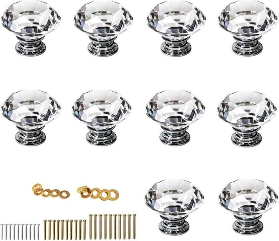 Diamant Cut Clear Crystal Glass Keuken Lade Deurknop 10X40mm Pull Handvat Slaapkamer Meubels Nachtkastje Dressoir Unit en Borst