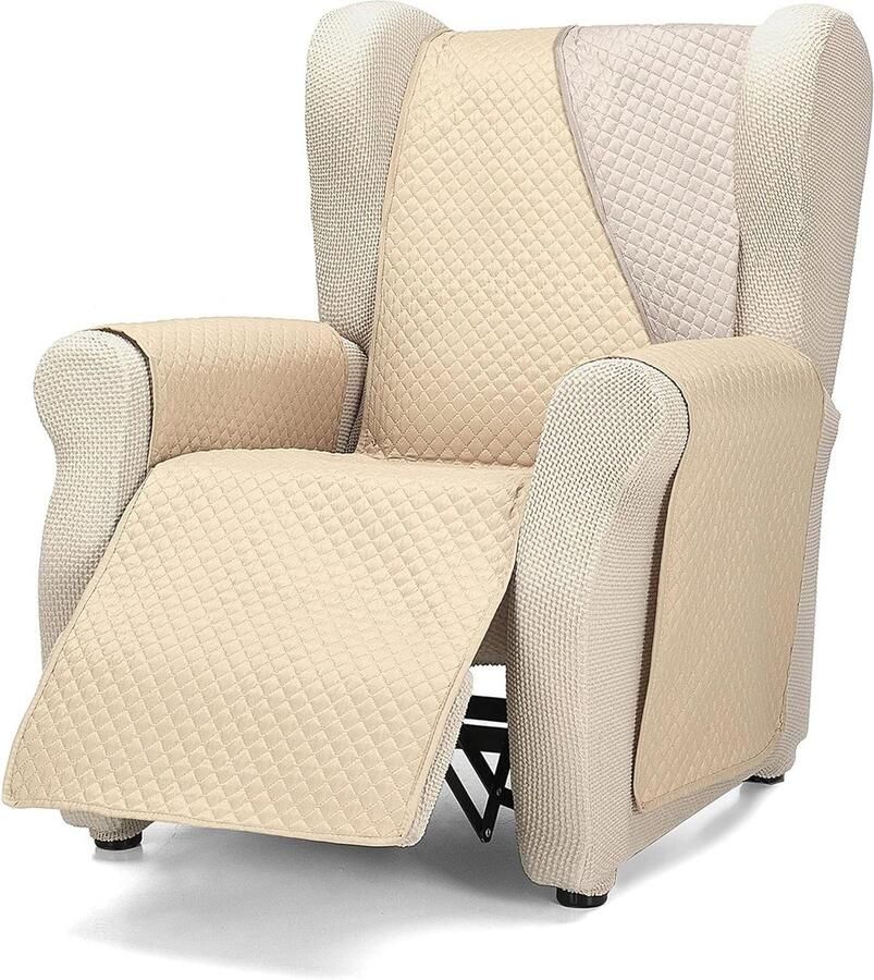 Diamond Bankhoes gewatteerd en omkeerbaar 1 stuk beige linnen perfect voor 1-zits meubels