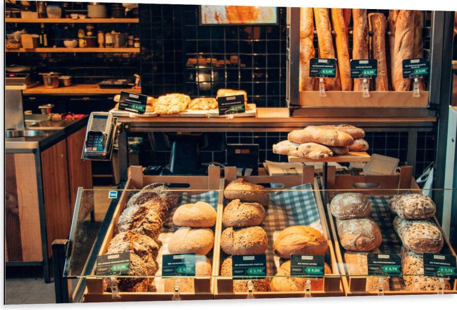 Dibond Bakkerij Brood Vitrine 105x70 cm Foto op Aluminium (Met Ophangsysteem)