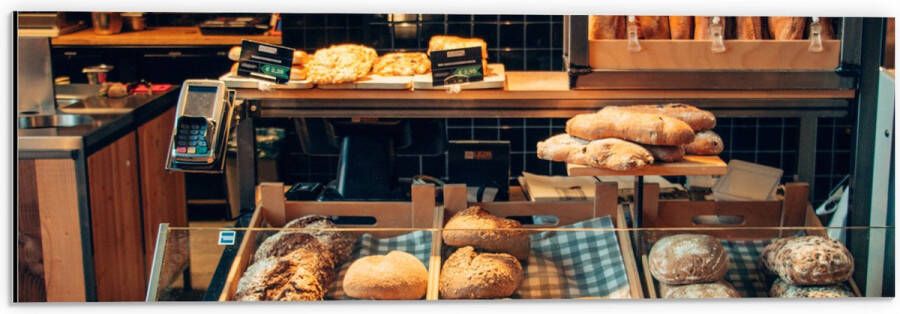 Dibond Bakkerij Brood Vitrine 60x20 cm Foto op Aluminium (Met Ophangsysteem)