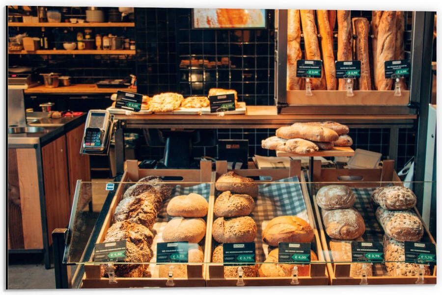 Dibond Bakkerij Brood Vitrine 60x40 cm Foto op Aluminium (Met Ophangsysteem)