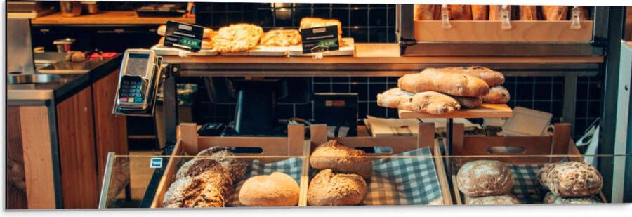 Dibond Bakkerij Brood Vitrine 90x30 cm Foto op Aluminium (Met Ophangsysteem)