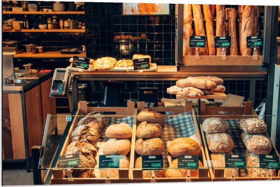 Dibond Bakkerij Brood Vitrine 90x60 cm Foto op Aluminium (Met Ophangsysteem)