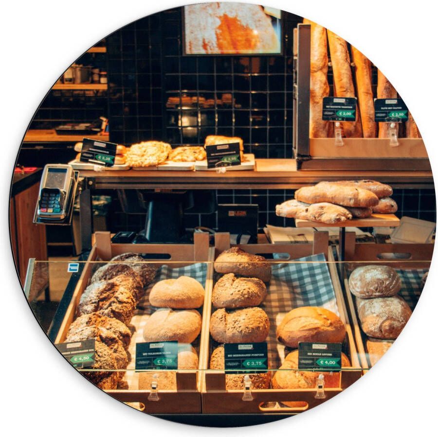 Dibond Muurcirkel Bakkerij Brood Vitrine 60x60 cm Foto op Aluminium Muurcirkel (met ophangsysteem)