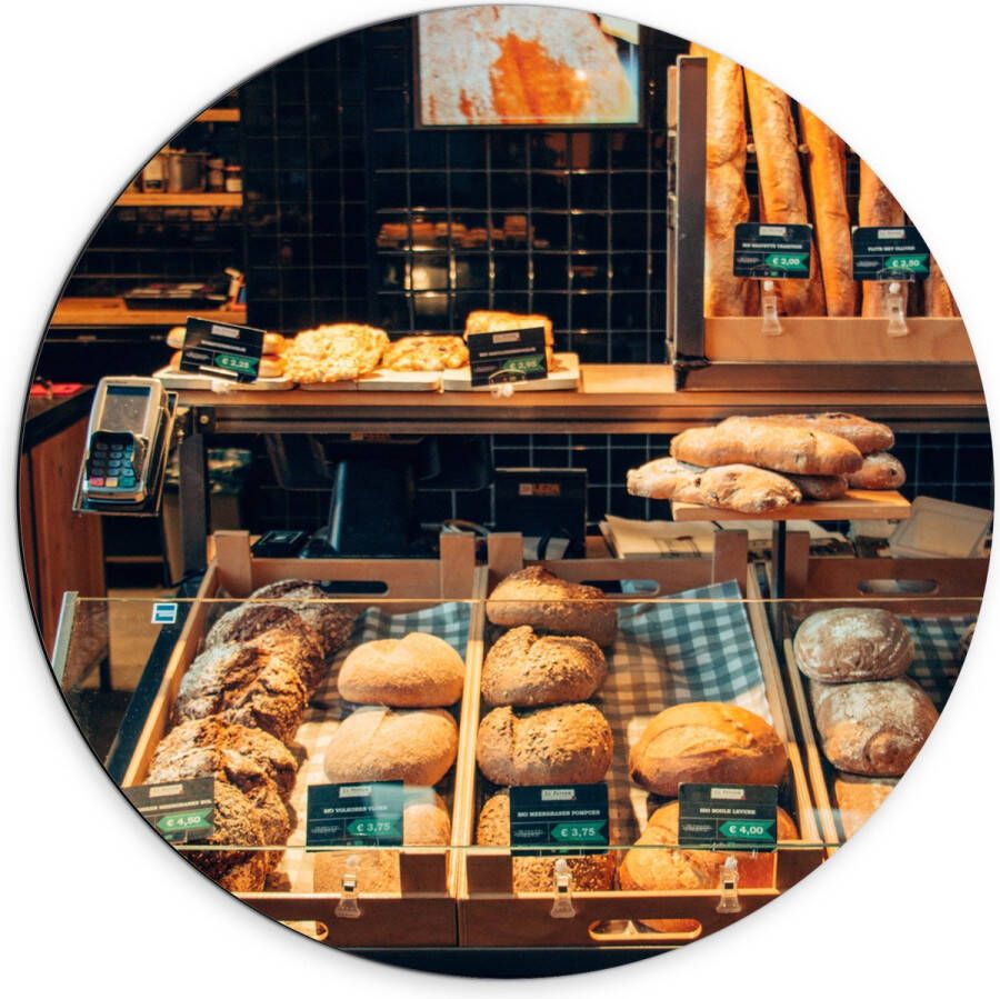 Dibond Muurcirkel Bakkerij Brood Vitrine 70x70 cm Foto op Aluminium Muurcirkel (met ophangsysteem)