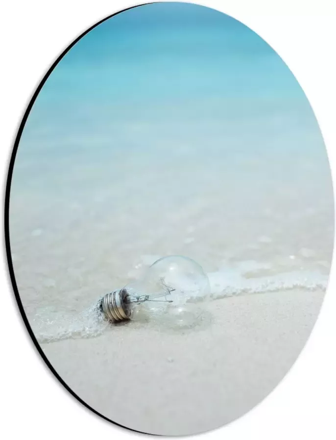 Dibond Ovaal Lamp op het Strand 21x28 cm Foto op Ovaal (Met Ophangsysteem)