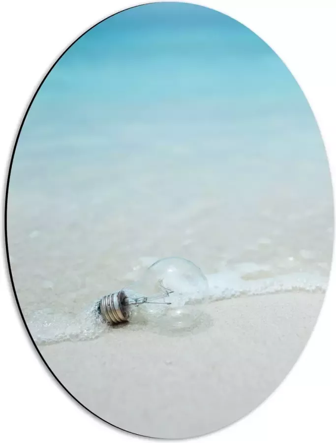 Dibond Ovaal Lamp op het Strand 42x56 cm Foto op Ovaal (Met Ophangsysteem)