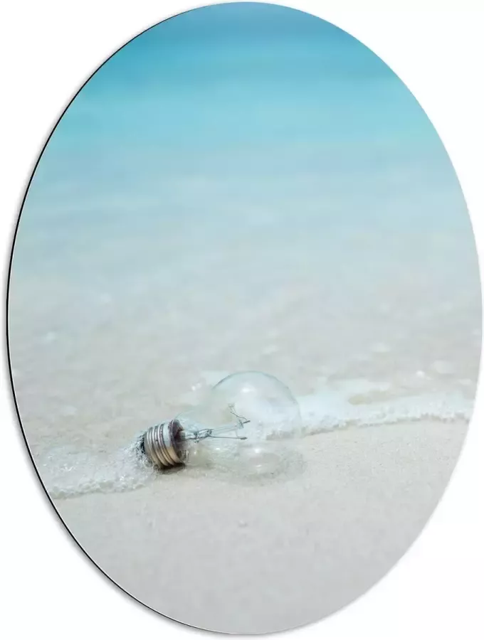 Dibond Ovaal Lamp op het Strand 60x80 cm Foto op Ovaal (Met Ophangsysteem)