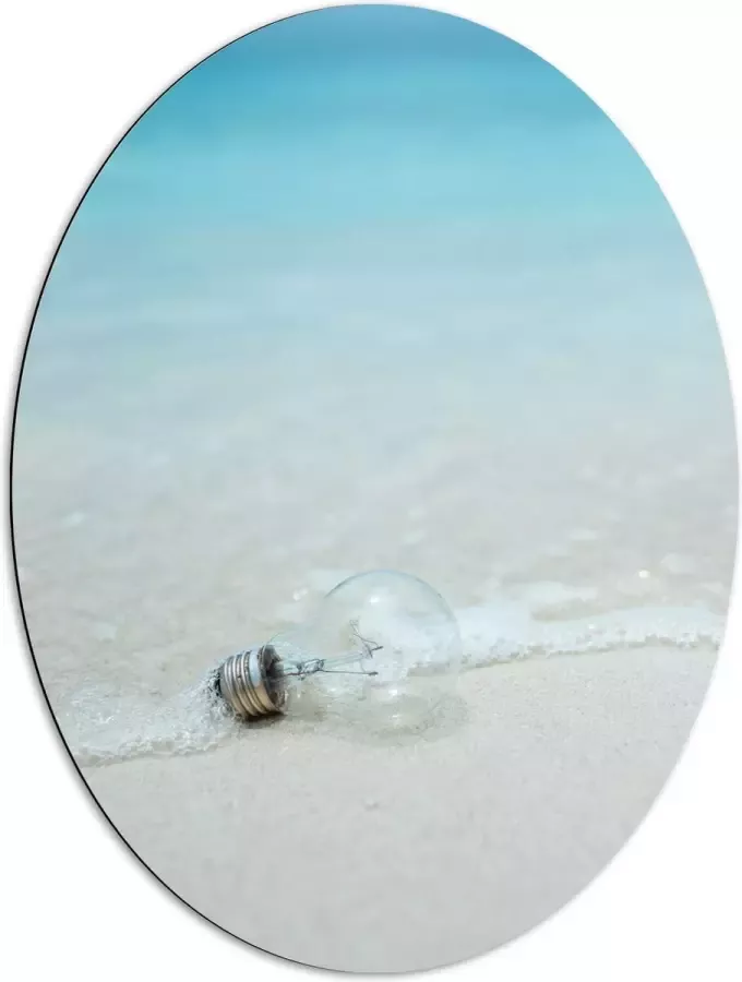 Dibond Ovaal Lamp op het Strand 72x96 cm Foto op Ovaal (Met Ophangsysteem)