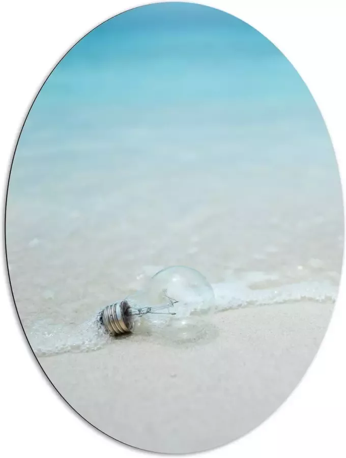 Dibond Ovaal Lamp op het Strand 81x108 cm Foto op Ovaal (Met Ophangsysteem)