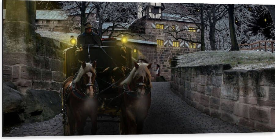 Dibond Pad Persoon Bomen Huis Dier Paarden Lampen 100x50 cm Foto op Aluminium (Met Ophangsysteem)